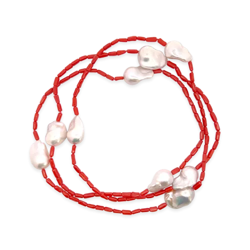Baroque Pearl & Coral Necklace