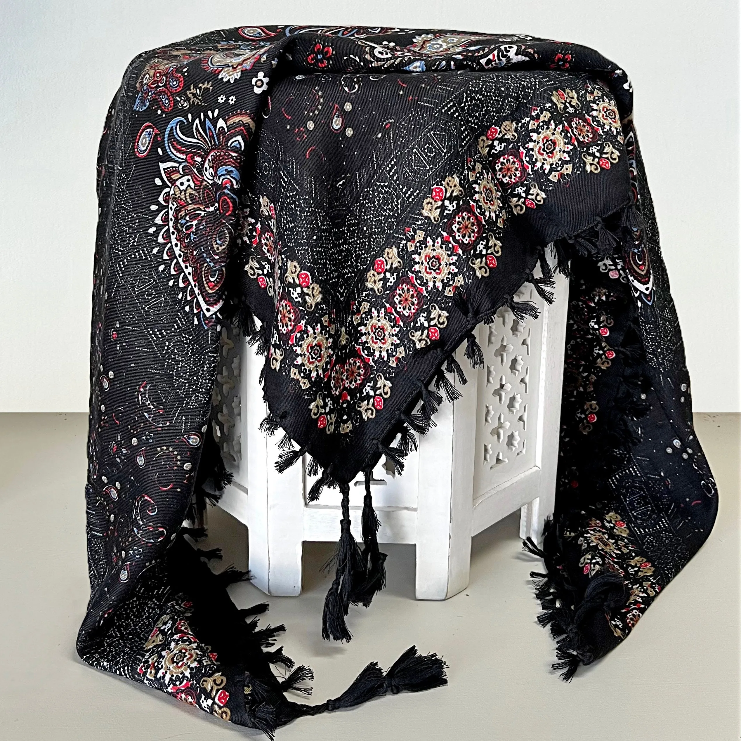 Black Scarf - Bohemian Tassel