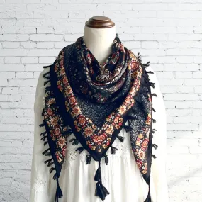 Black Scarf - Bohemian Tassel