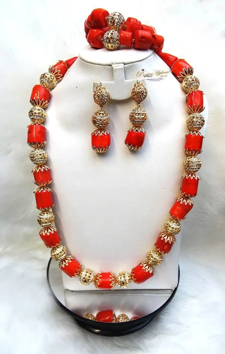 Elegant Original Coral Beads Jewellery Set