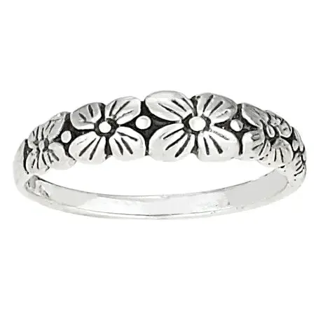 Flowers In A Row Stacking Band Ring