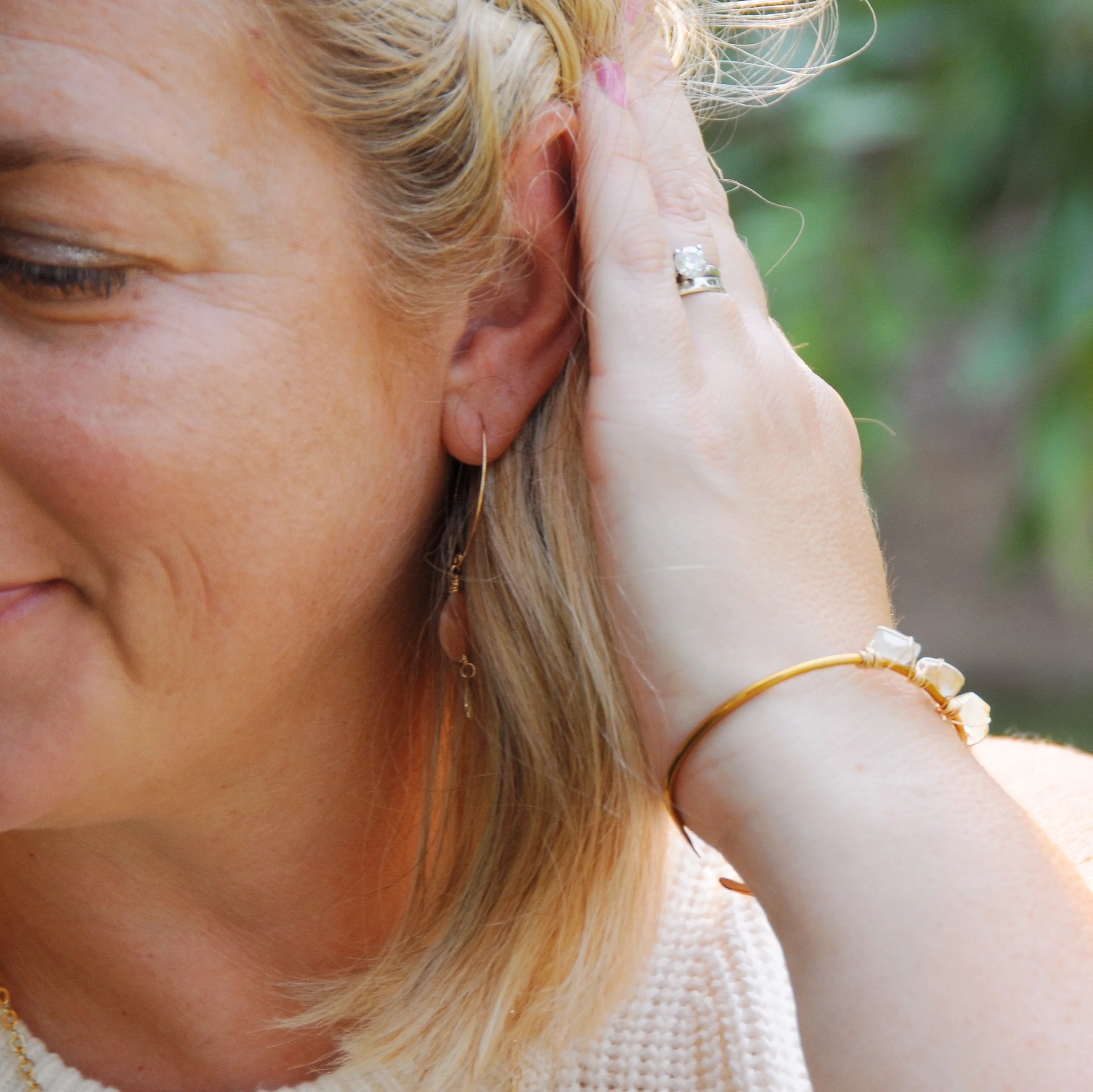 Golden Rutile Adjustable Brass Cuff Bracelet