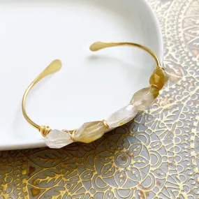 Golden Rutile Adjustable Brass Cuff Bracelet