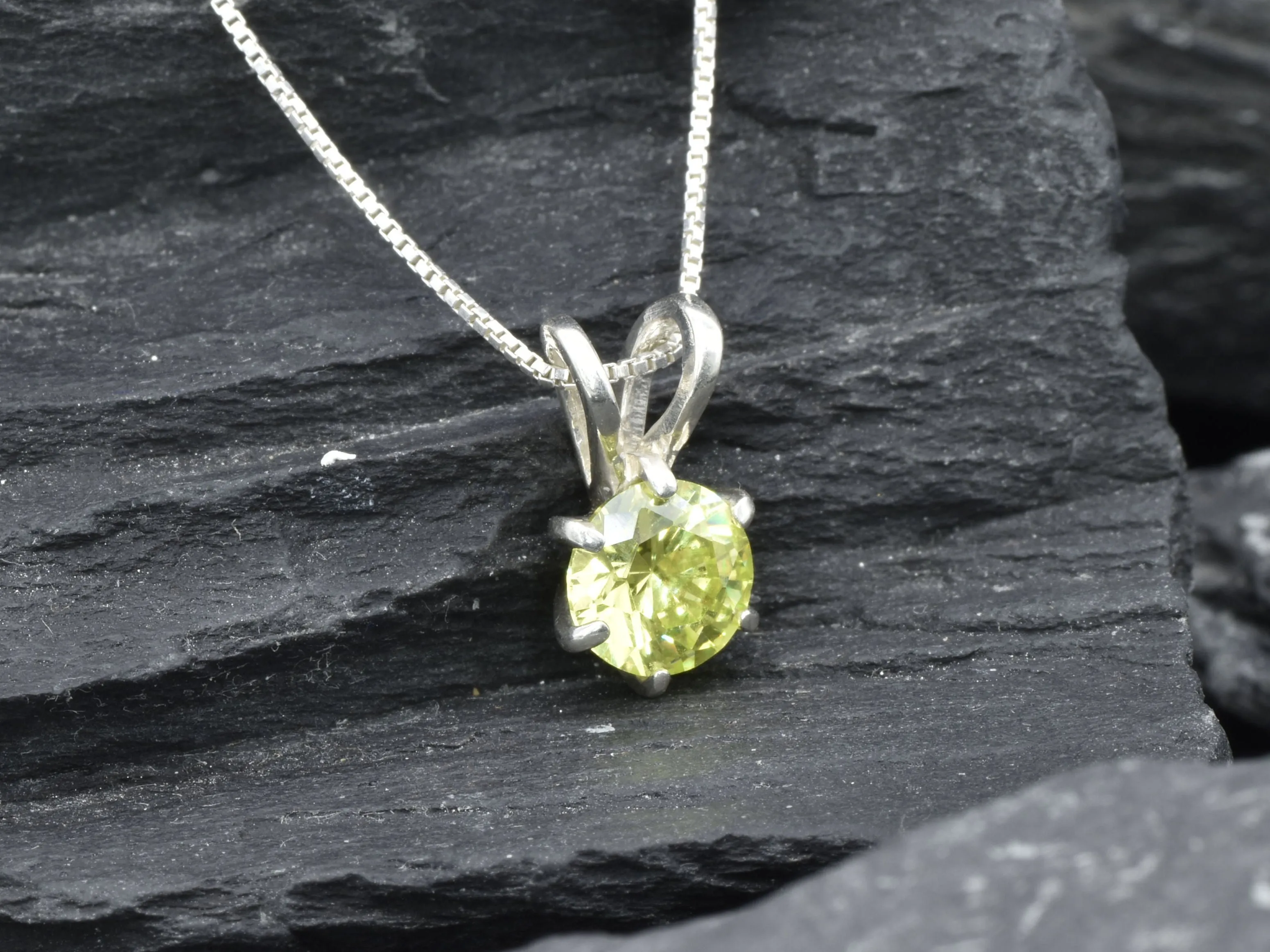 Green Peridot Pendant - August Birthstone Necklace, Green Minimalist Pendant