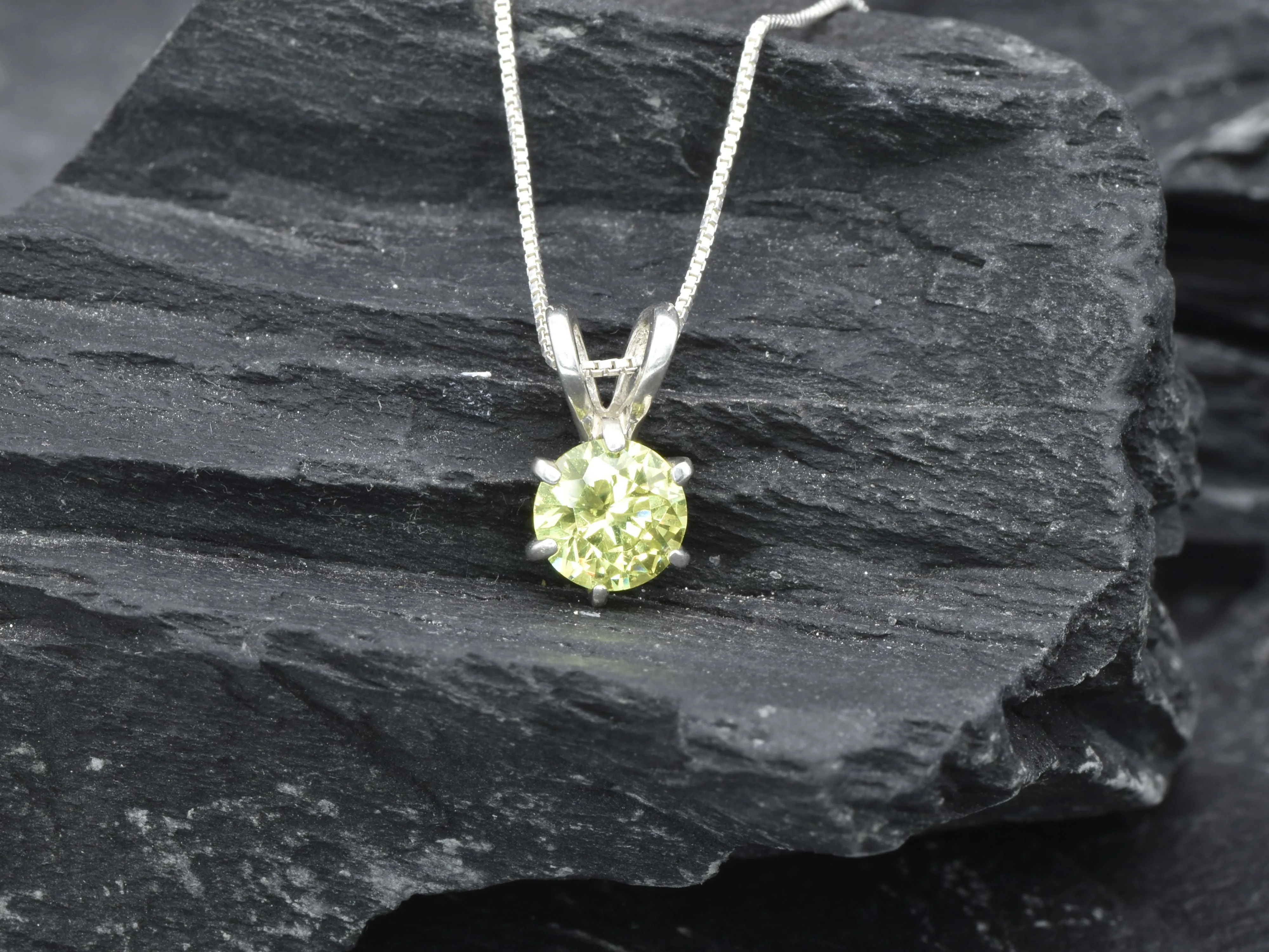 Green Peridot Pendant - August Birthstone Necklace, Green Minimalist Pendant