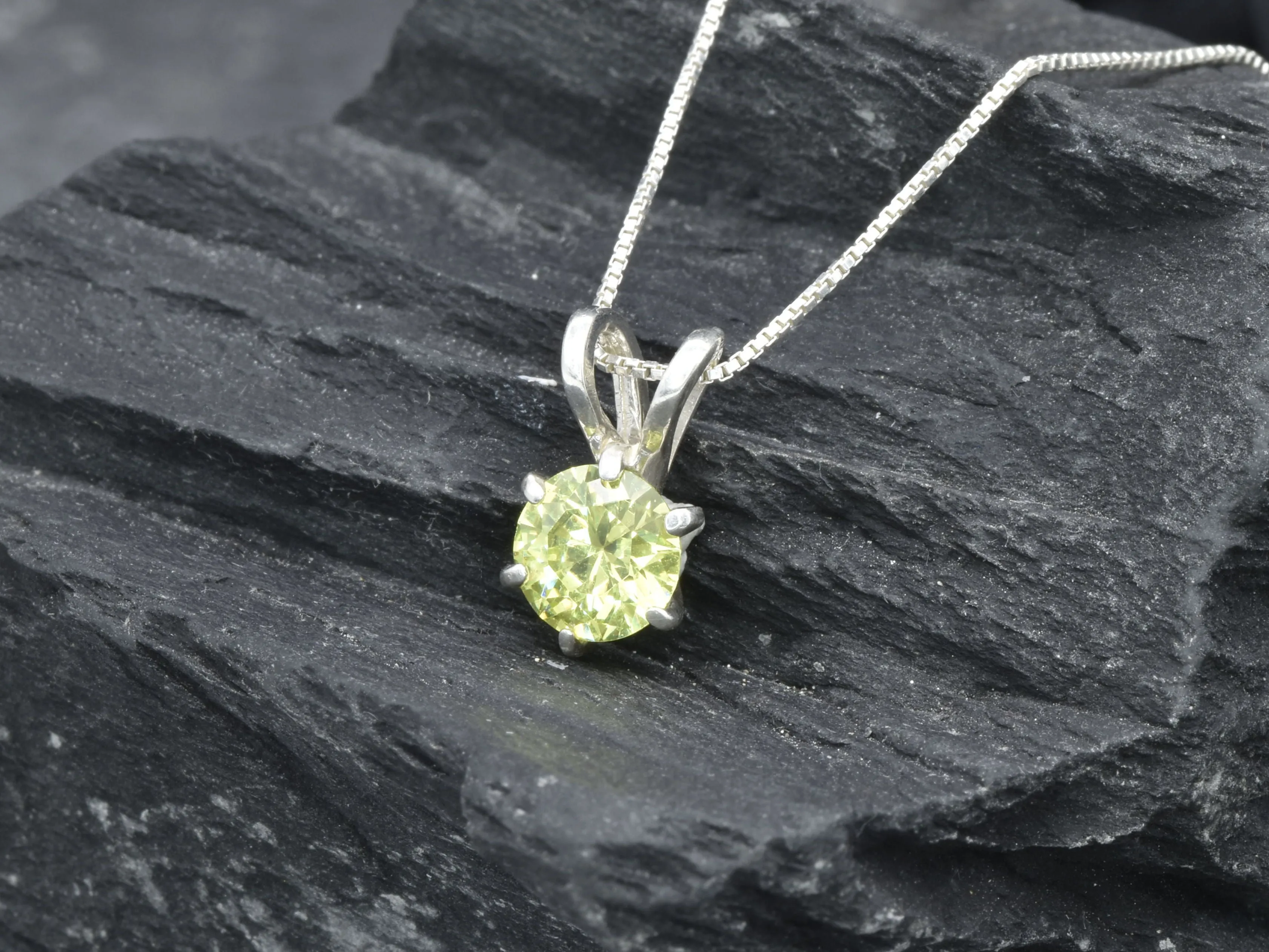 Green Peridot Pendant - August Birthstone Necklace, Green Minimalist Pendant