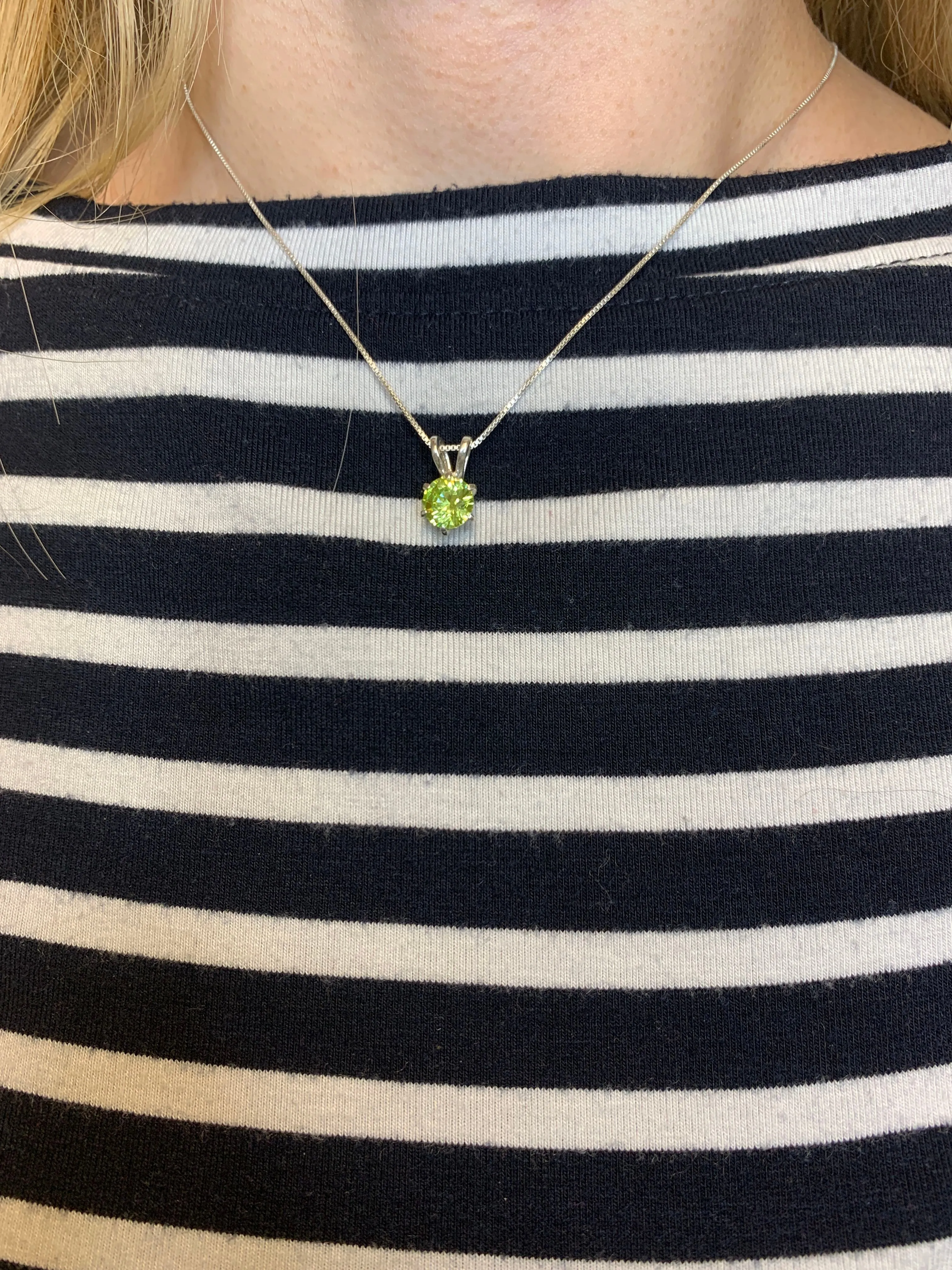 Green Peridot Pendant - August Birthstone Necklace, Green Minimalist Pendant