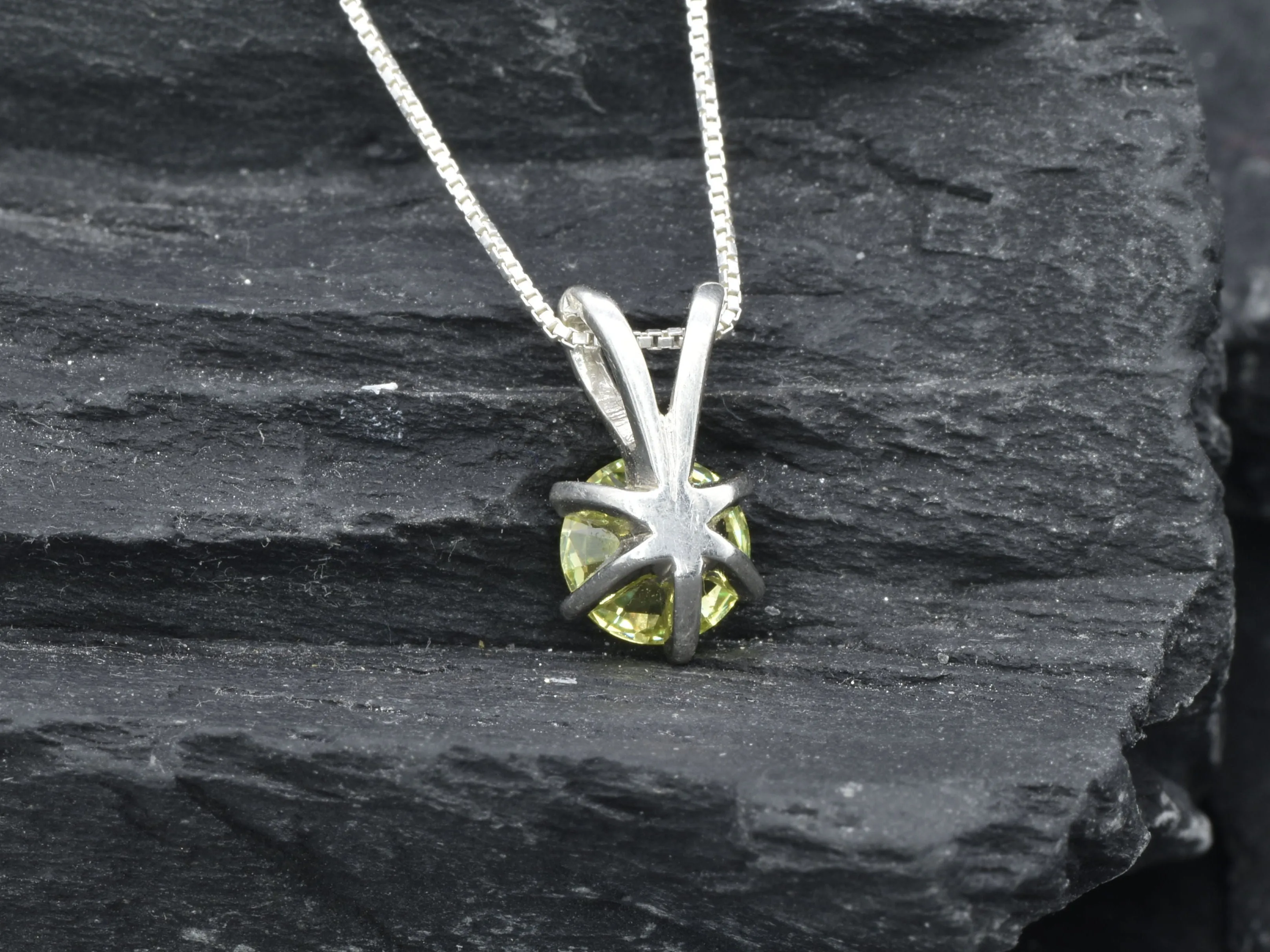 Green Peridot Pendant - August Birthstone Necklace, Green Minimalist Pendant