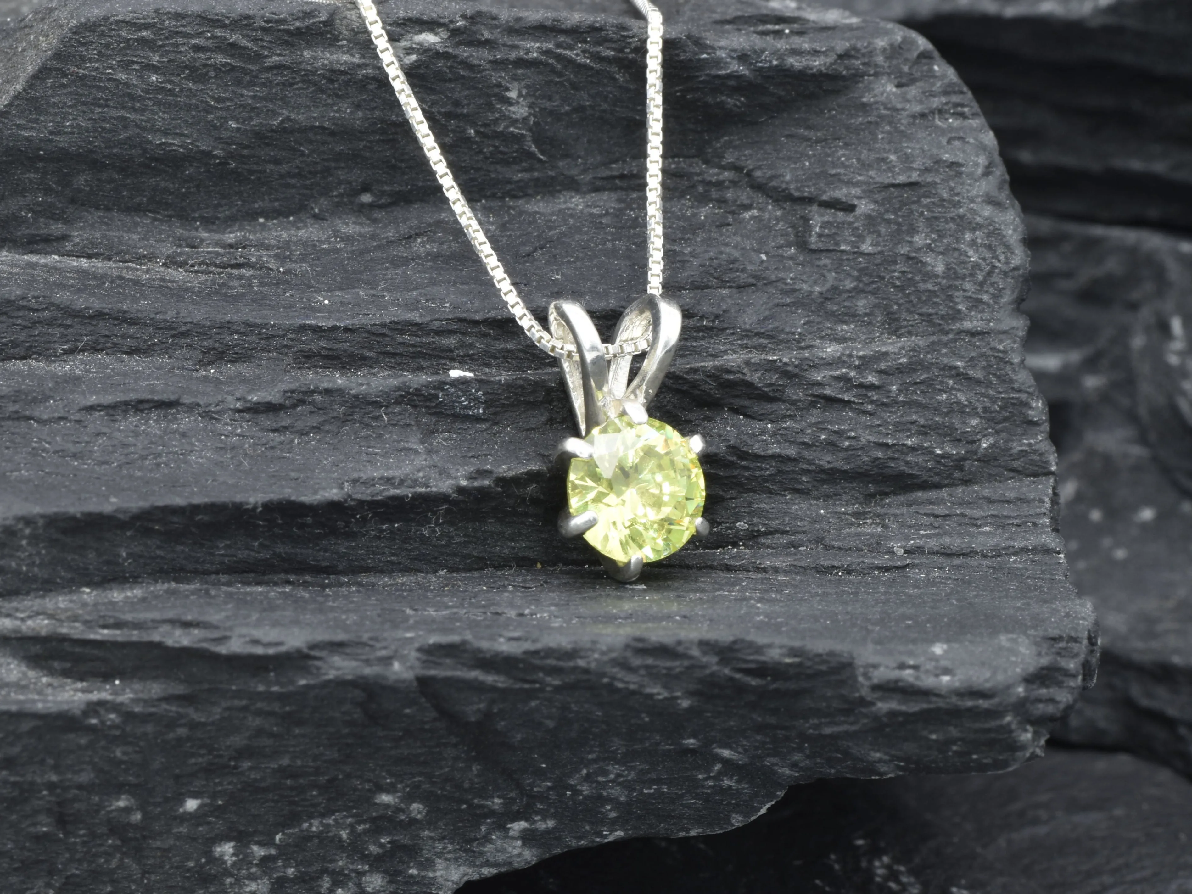 Green Peridot Pendant - August Birthstone Necklace, Green Minimalist Pendant