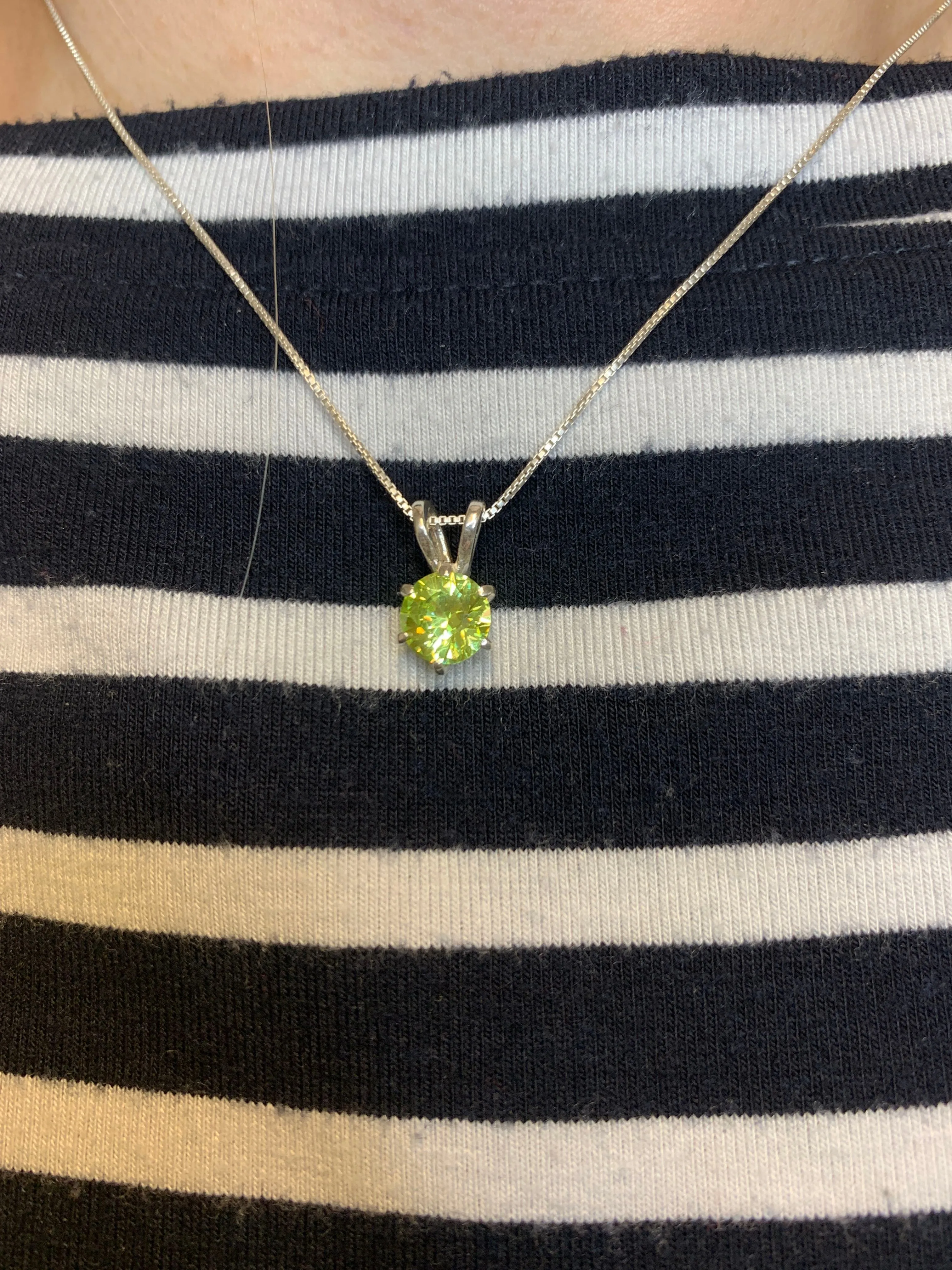 Green Peridot Pendant - August Birthstone Necklace, Green Minimalist Pendant