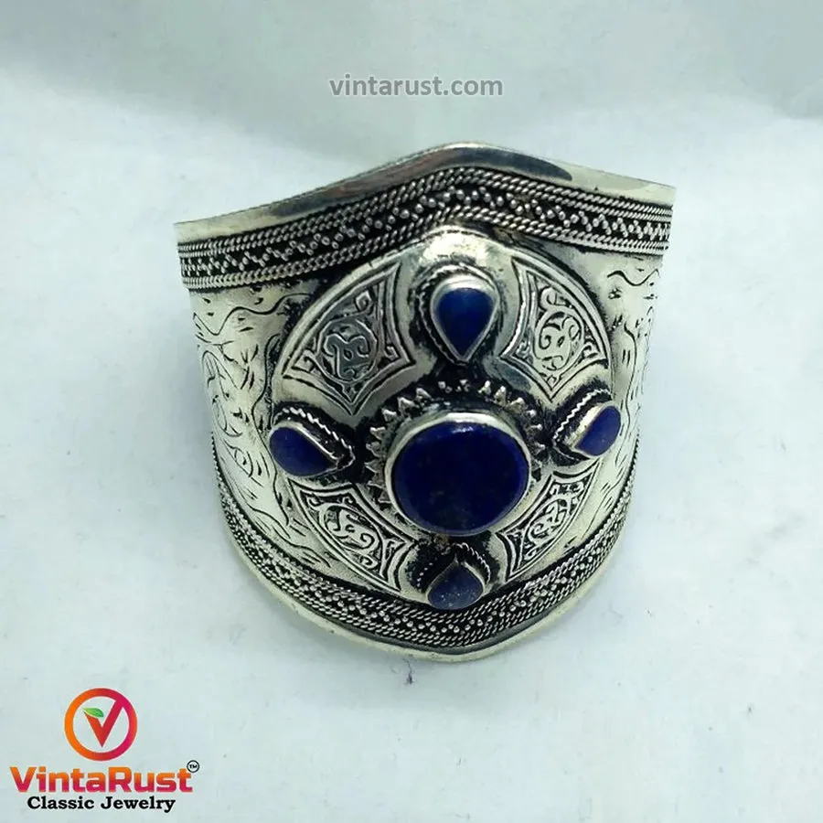 Handmade Silver Tone Kuchi Cuff Bracelet