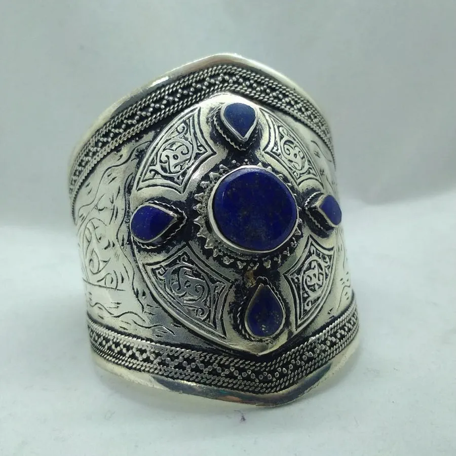 Handmade Silver Tone Kuchi Cuff Bracelet