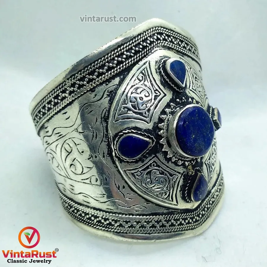 Handmade Silver Tone Kuchi Cuff Bracelet