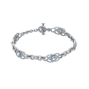 Let it flow endlessly ~ Sterling Silver Celtic Knotwork Bracelet Jewelry with Gemstone TBG097