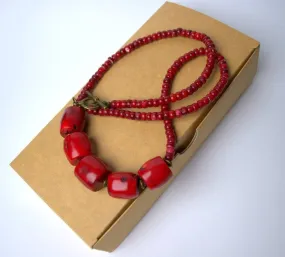 Natural red coral necklace Vintage daily necklace Genuine big coral Personalized necklace Personalized gift for her mom Mother day gift idea