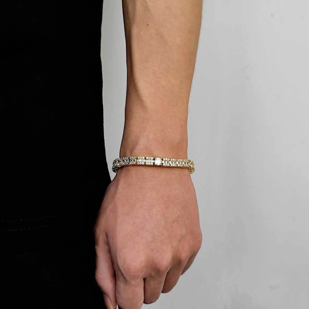 Round Cut Mixed Baguette Tennis Bracelet