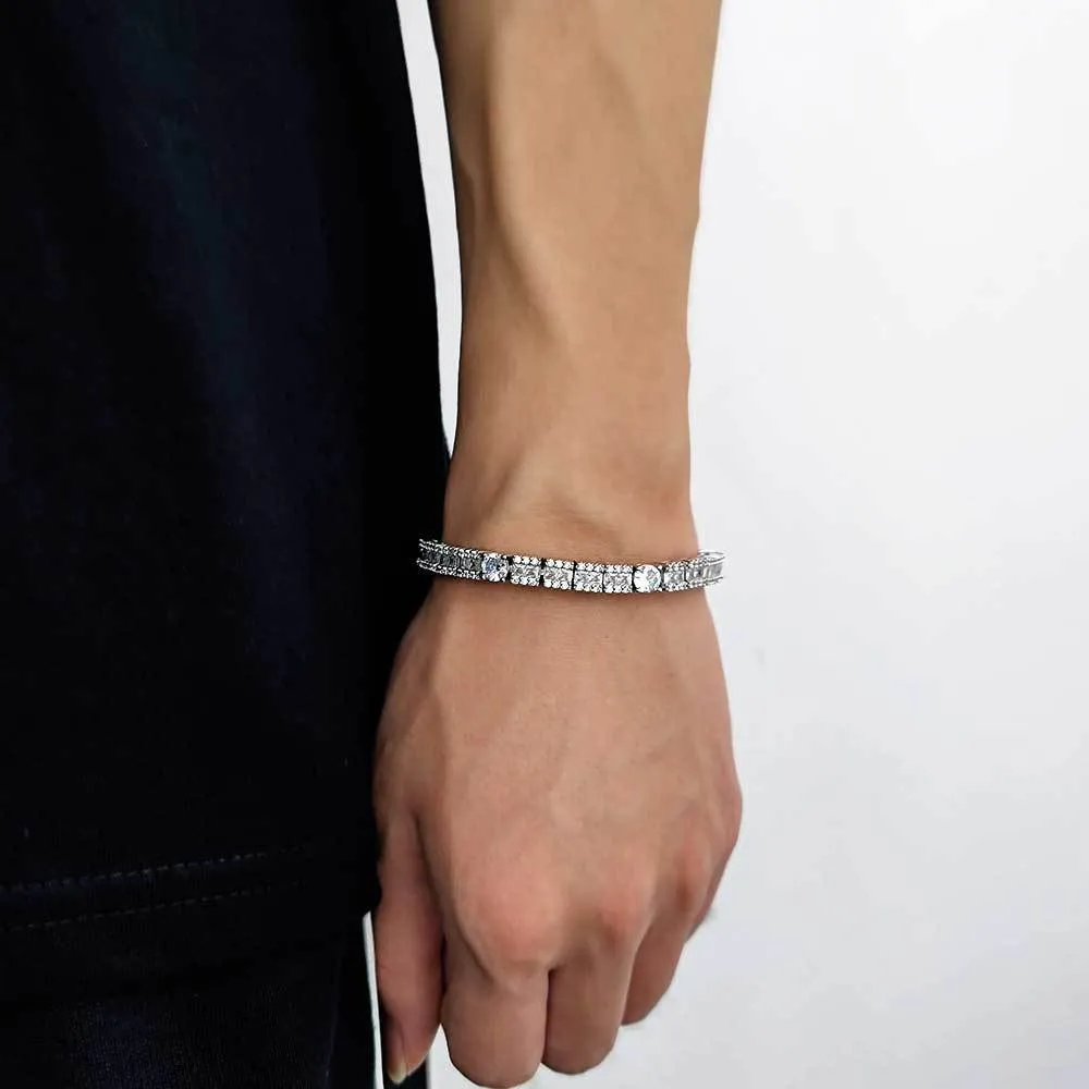 Round Cut Mixed Baguette Tennis Bracelet