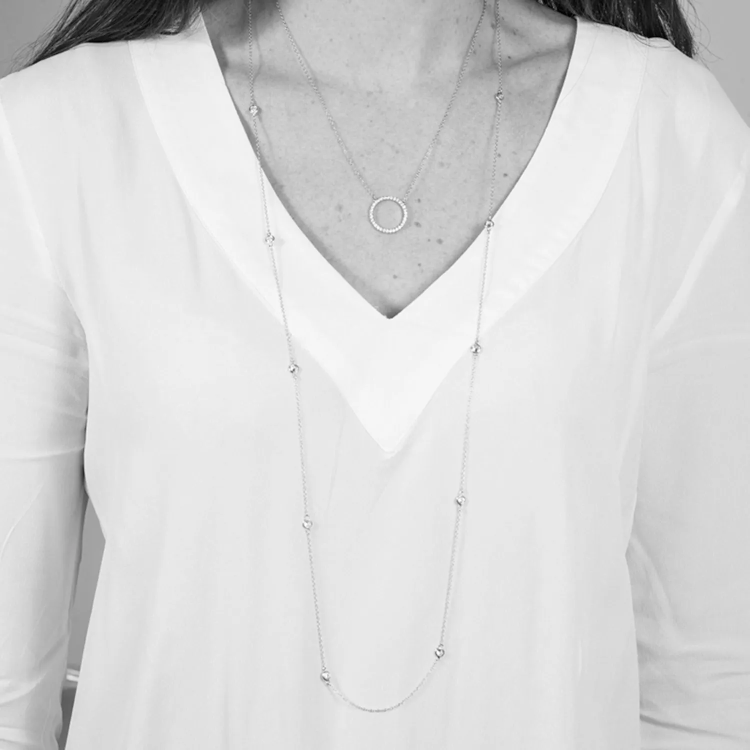 Sofia Sterling Silver & Cubic Zirconia 34" Necklace Set