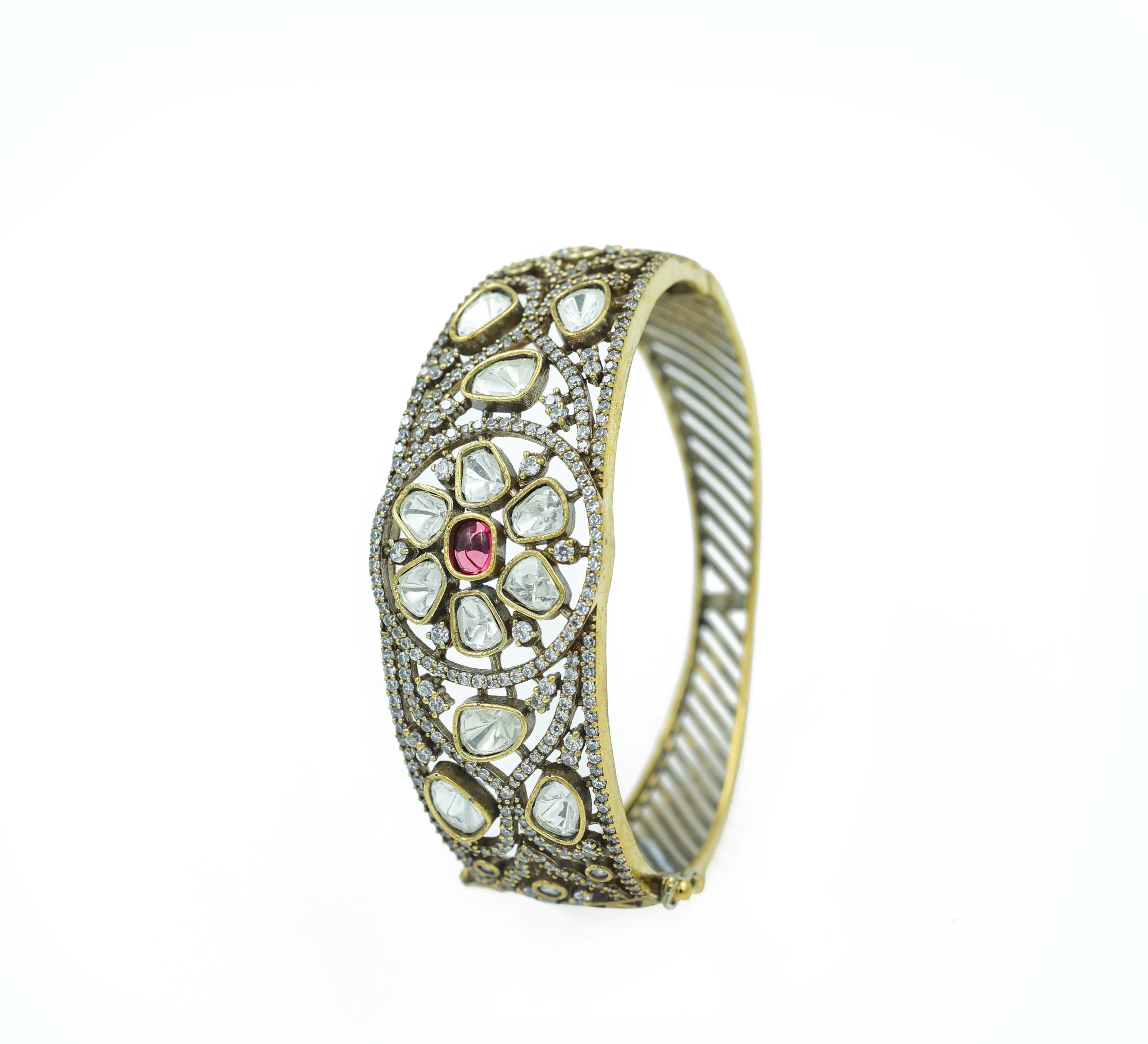 Victorian Style Kundan and Polki Bracelet for Women