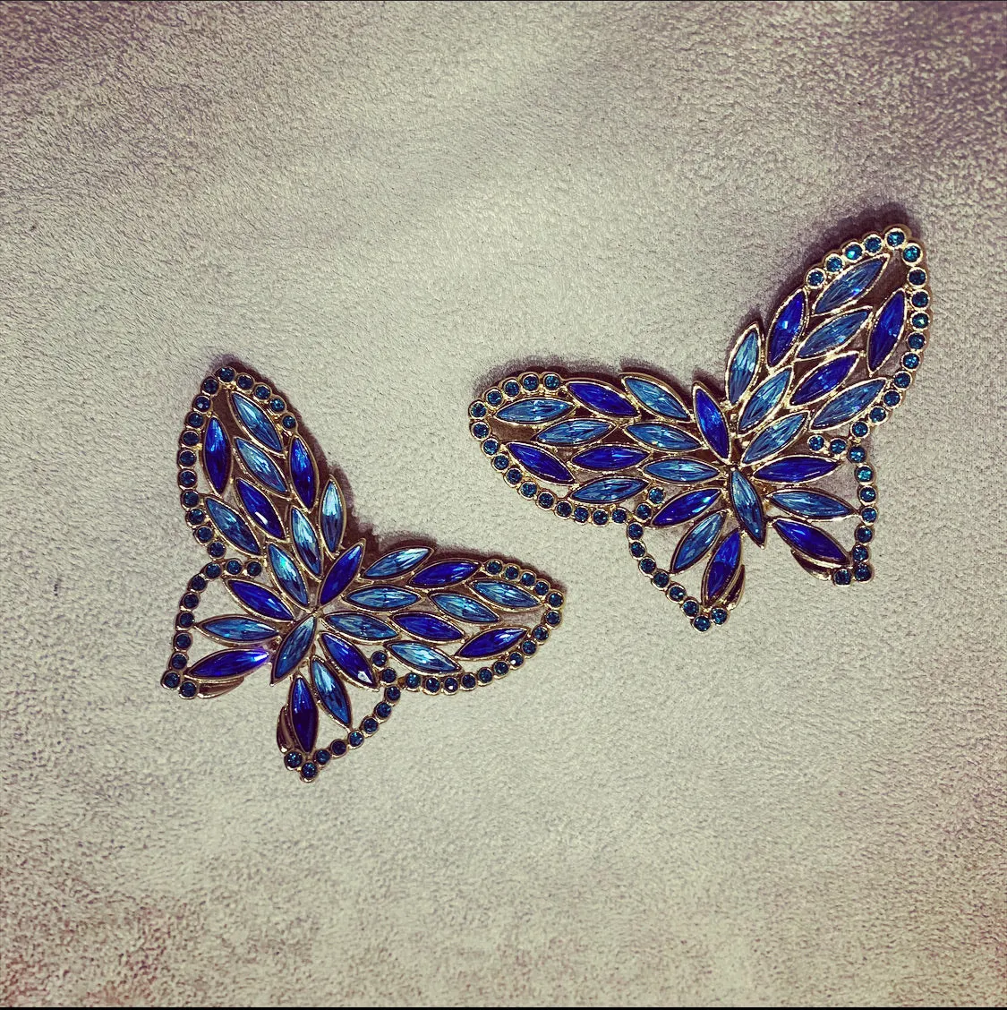 Yves Saint Laurent Very large blue butterfly earrings