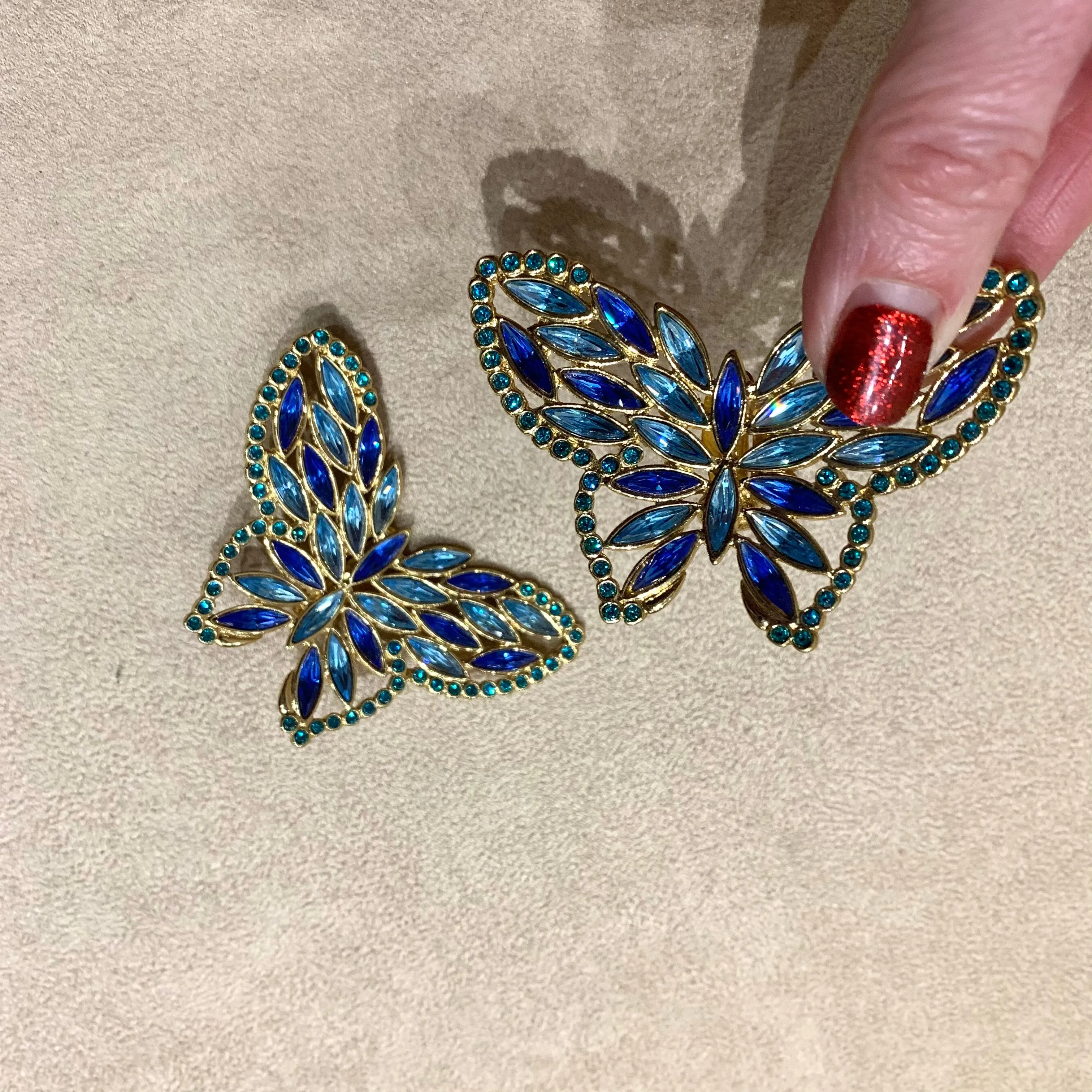 Yves Saint Laurent Very large blue butterfly earrings